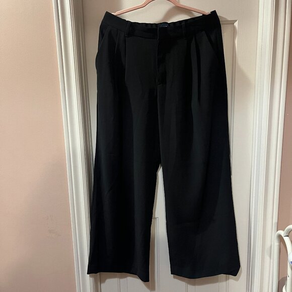 GAP Pleated Wide Leg Trouser Black Women's Size 12 Petite Dress Pant Office Work - Picture 2 of 10